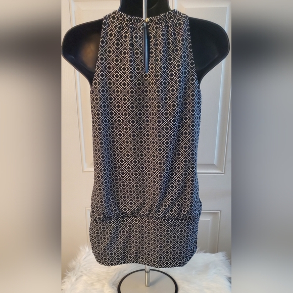 White House Black Market Geometric Drop Waist Halter In Black And White Size M - Picture 2 of 8